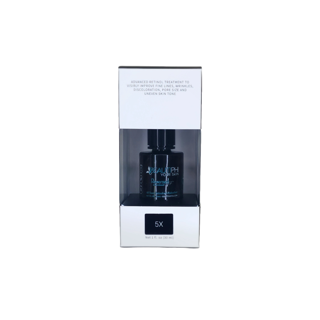 <p>If you are looking for a strong retinol without the dryness and irritation, look no further! This all-trans retinol has the equivalent strength of 0.5% tretinoin and improves fine lines, skin clarity, selectively removes damaged skin cells and decreases pore size and blemishes, all without irritation!<br><br>Reversed AF contains a time-released antioxidant delivery system which makes it perfect for every skin type, even sensitive skin! Bakuchiol is an anti-inflammatory, anti-bacterial agent that stimulates collagen while increasing skin cell turnover, making it the perfect retinol booster!<br><br>Fragrance-free, paraben-free, gluten-free, oil-free, hypoallergenic and non-comedogenic. <br></p>