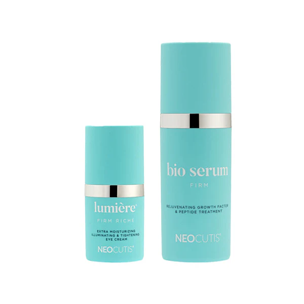 This package includes our 2 best-selling products from Neocutis: Bio Serum Firm and Lumiere Firm Riche. This powerful duo stimulates collagen and elastin, reduces crepiness and puffiness under the eyes, improves firmnessand increases hydration. Save $40 when purchased together! 